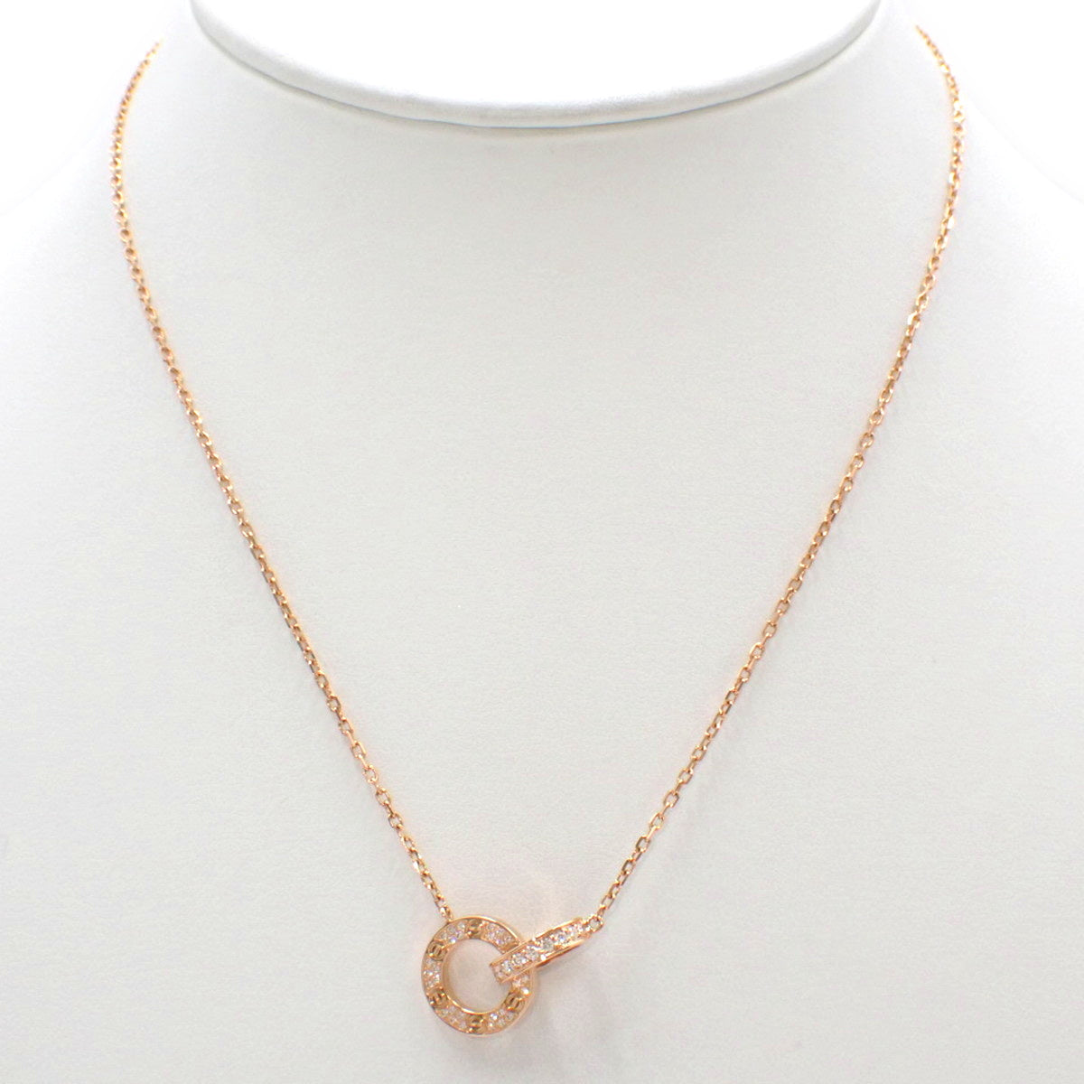 Love ネックレス、パヴェ ダイヤモンド K18 ピンクゴールド PG