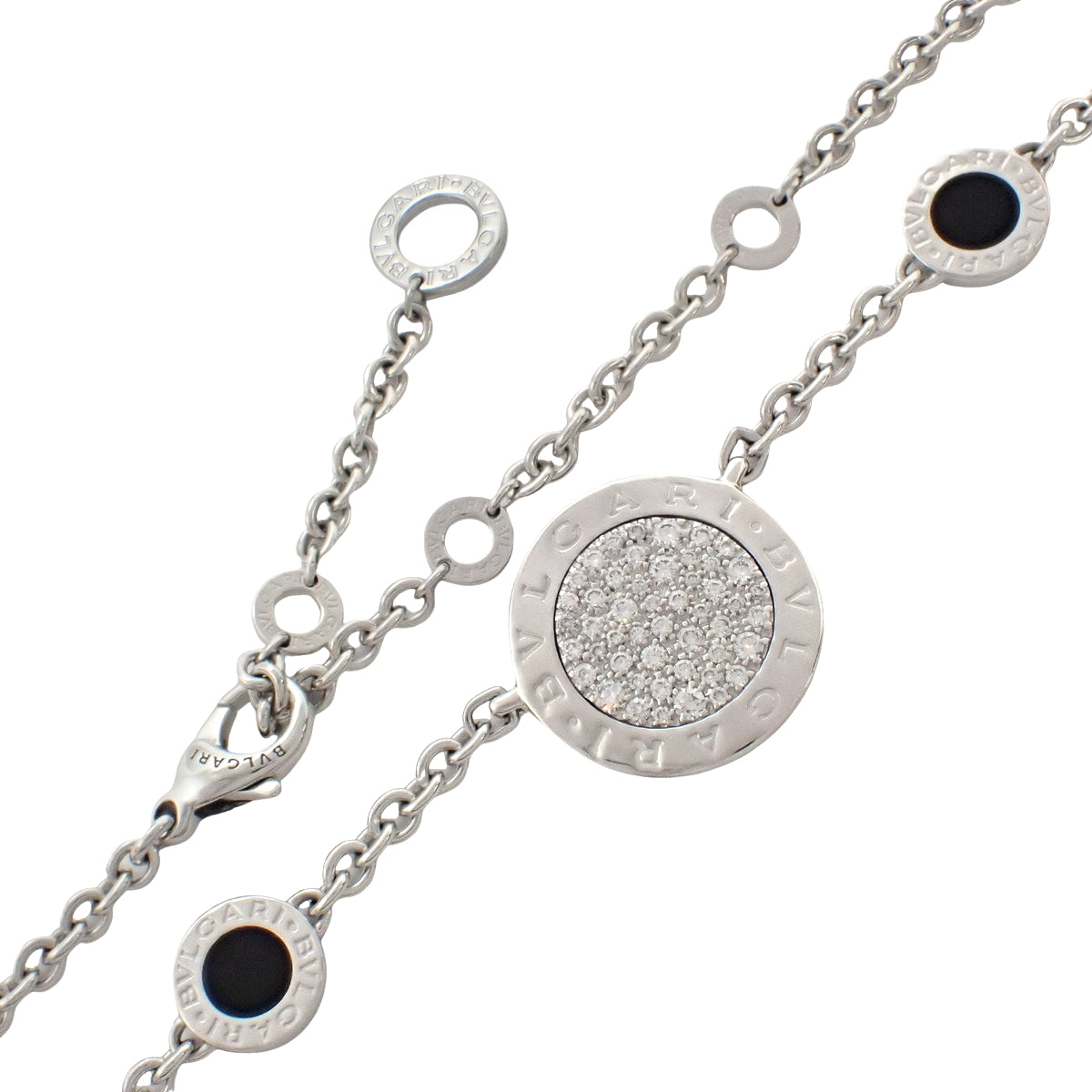 BVLGARI BVLGARI Pavé Necklace Diamond/Onyx K18 White Gold WG