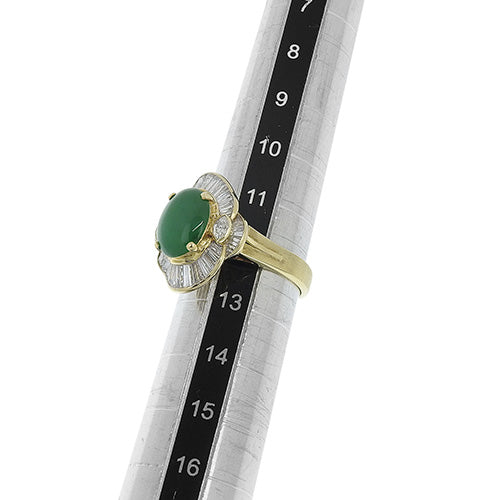 ヒスイ ダイヤモンド リング K18 イエローゴールド YG