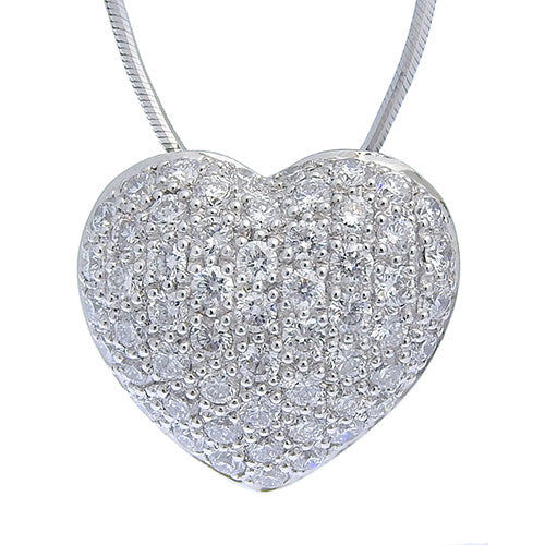 密镶钻石心形项链 D1.00 K18 白金 WG