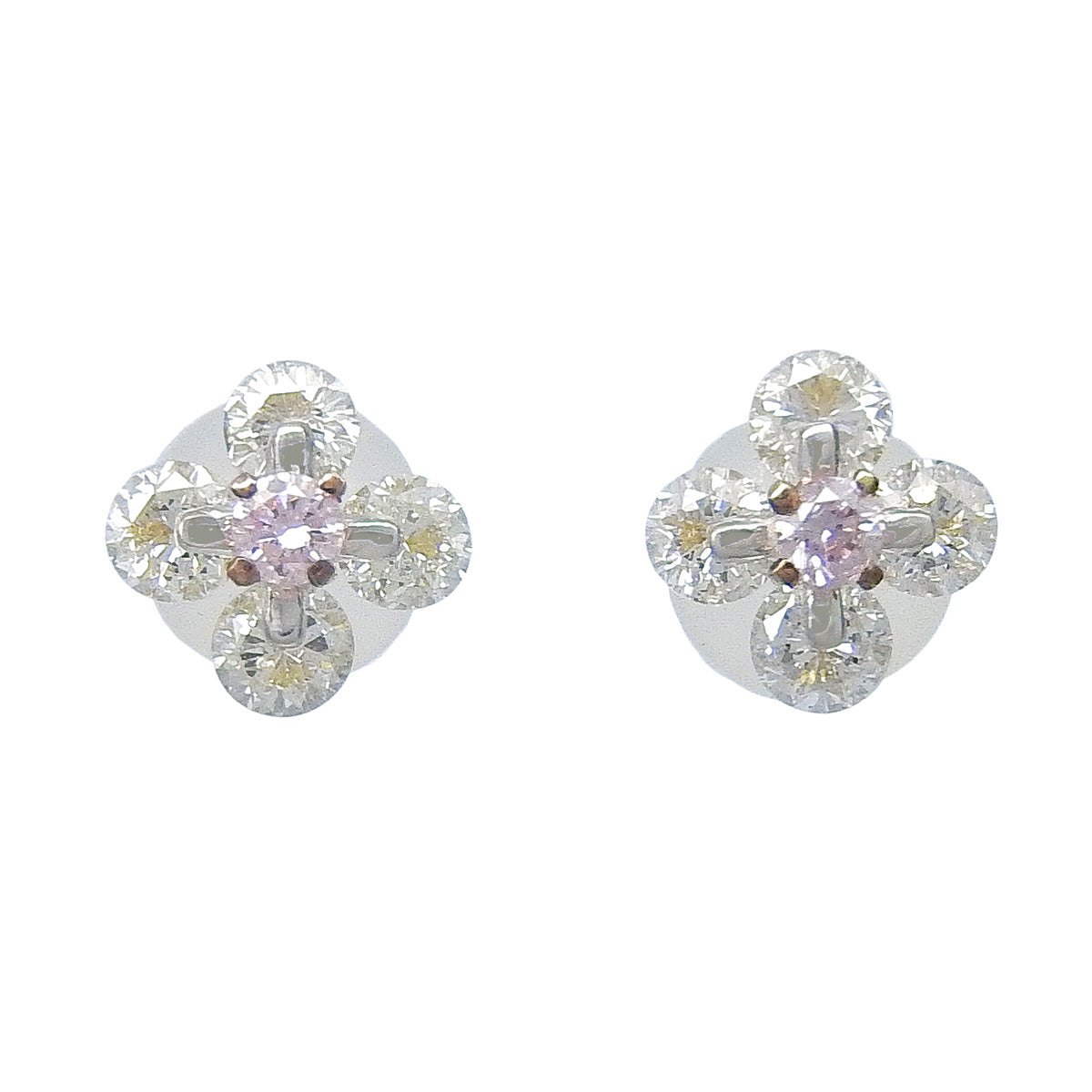 フラワー ダイヤモンド ピアス PD0.04,0.04/D0.35,0.35 ホワイトゴールド K18WG 0.7g