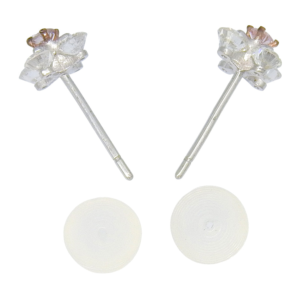 フラワー ダイヤモンド ピアス PD0.04,0.04/D0.35,0.35 ホワイトゴールド K18WG 0.7g