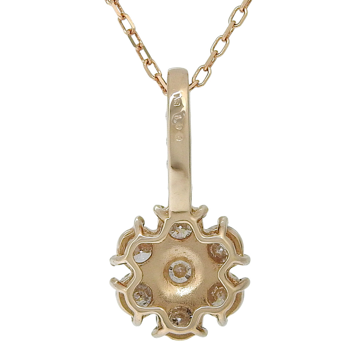 花形钻石项链 D1.00 K18 粉红金 PG