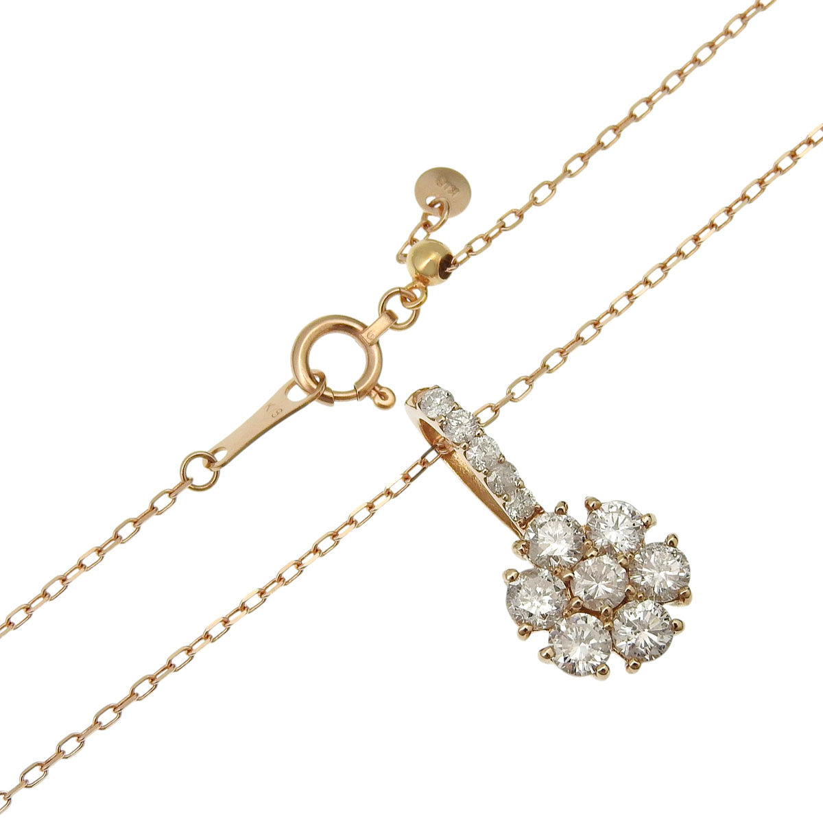 花形钻石项链 D1.00 K18 粉红金 PG