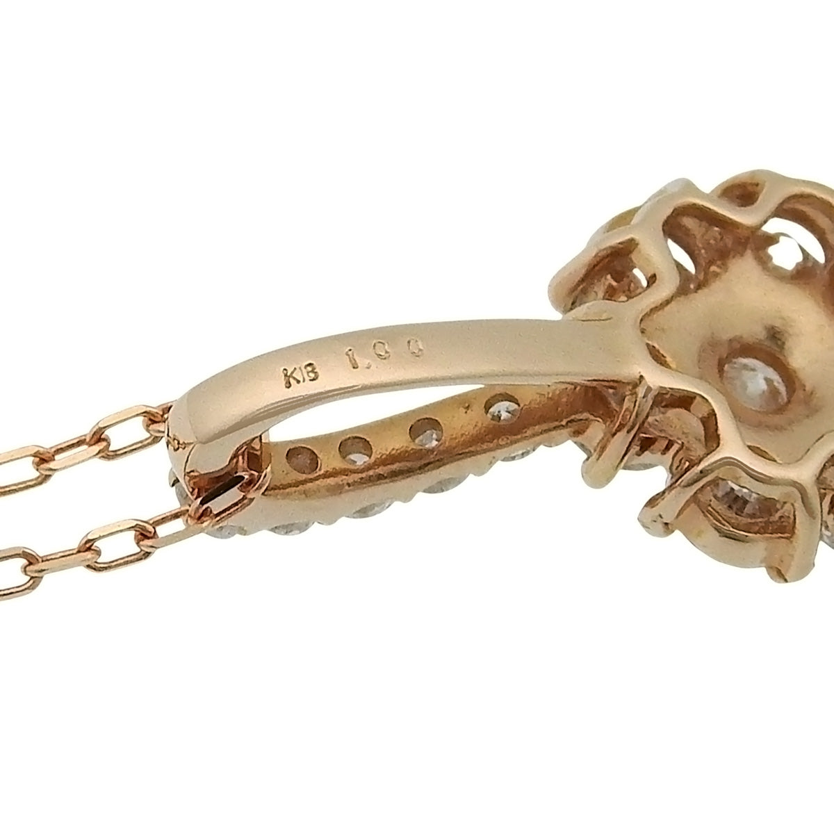 花形钻石项链 D1.00 K18 粉红金 PG