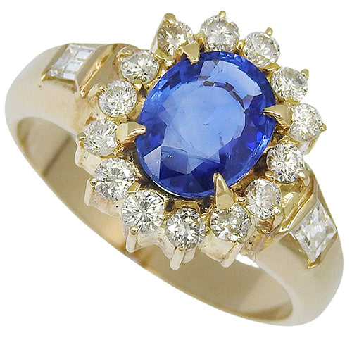 Sapphire and Diamond Ring, S2.01/D0.58, 18K Yellow Gold, YG