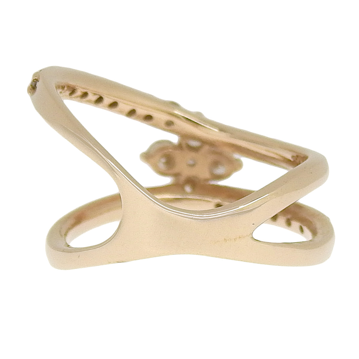 Double Diamond Ring D0.40 K18 Pink Gold PG Flower