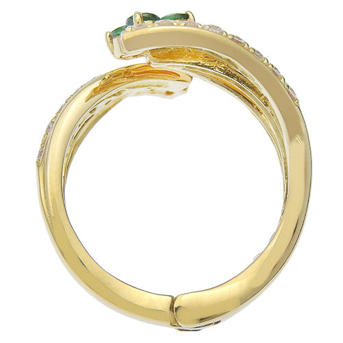 Garnet and Diamond Flower Ring D0.31/G0.30 in 18K Yellow Gold (YG)