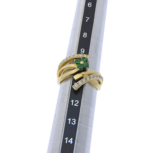 Garnet and Diamond Flower Ring D0.31/G0.30 in 18K Yellow Gold (YG)