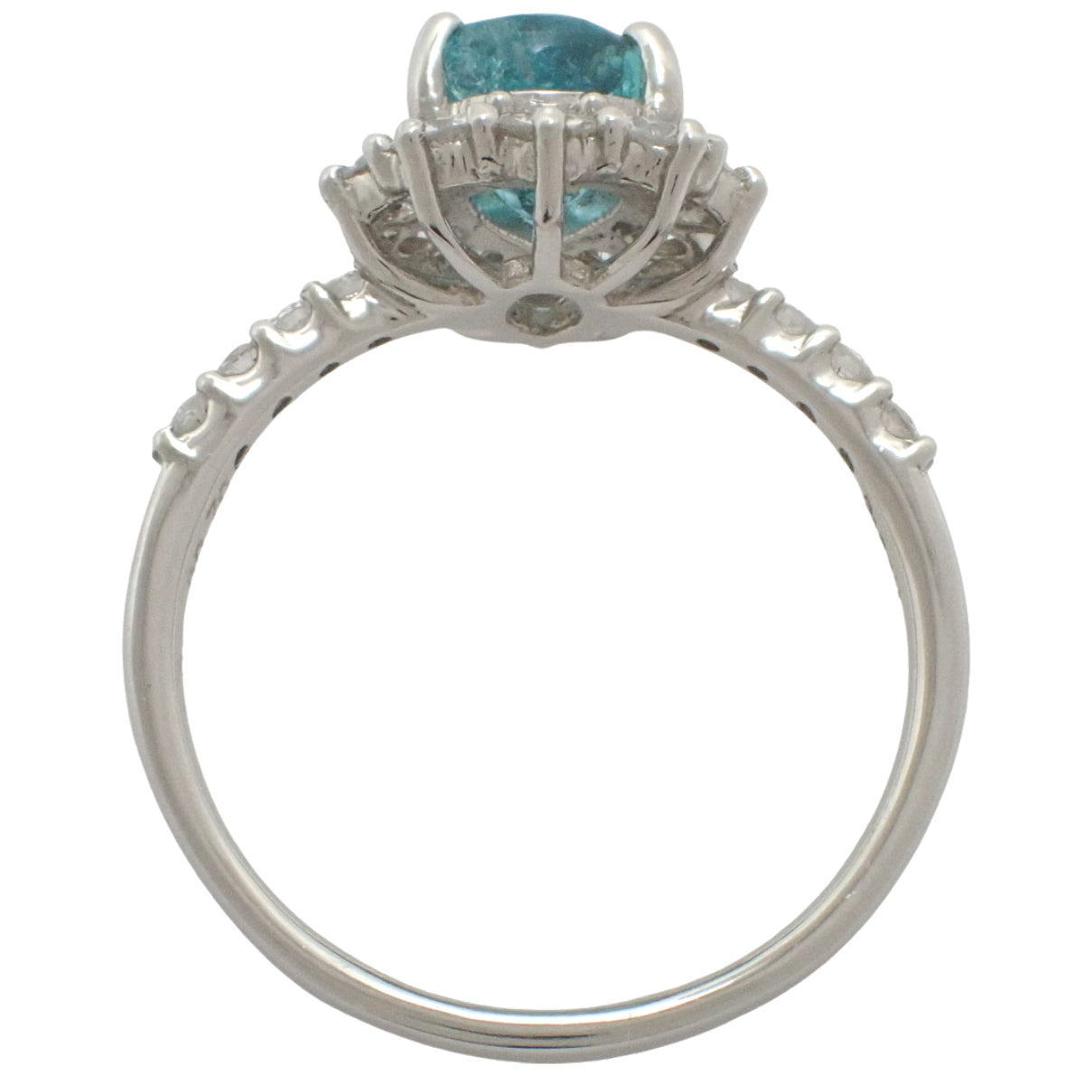 帕拉伊巴碧玺和钻石泪滴形戒指，PAT1.05/D0.70，Pt950铂金，泪滴