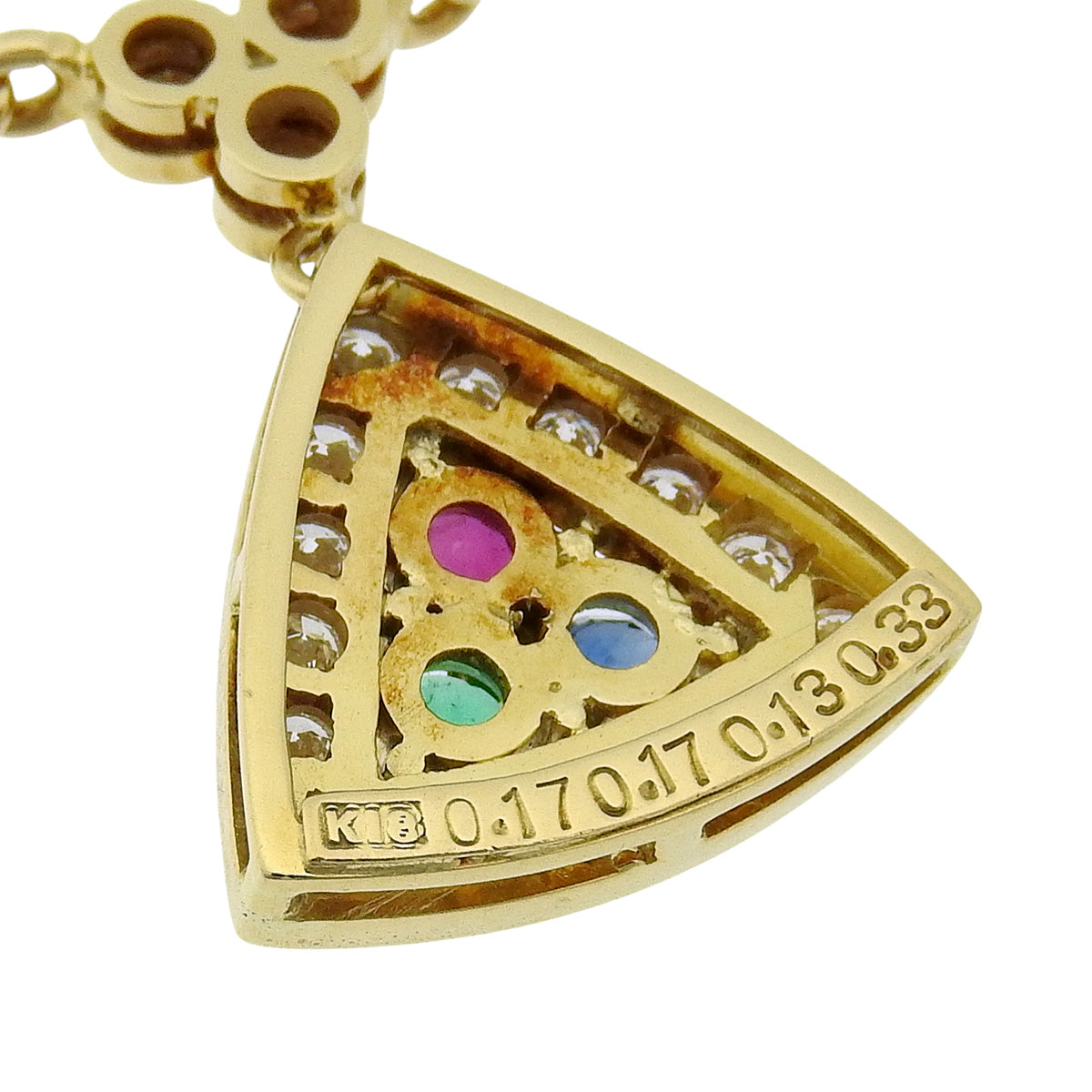 钻石多石项链 R0.17/S0.17/E0.13/D0.33 K18 黄金 YG 三角形