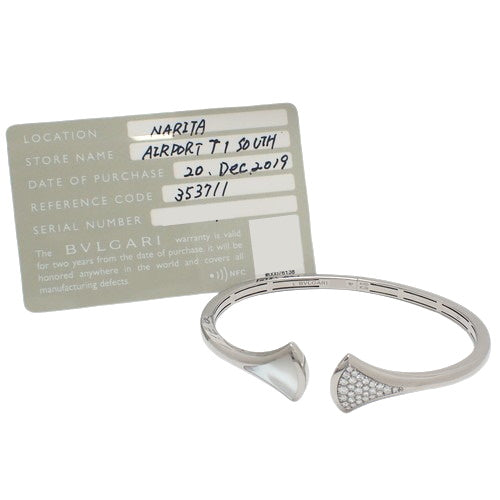 [Warranty Included] Diva's Dream Bangle with Diamond and Mother-of-Pearl in 18K White Gold, WG, Accessory, Jewelry, Pavé Diamonds