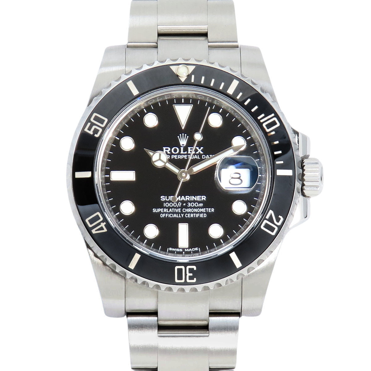 116610LN 型号潜航者型腕表，精钢材质，随机编号，自动上链，黑色表盘。