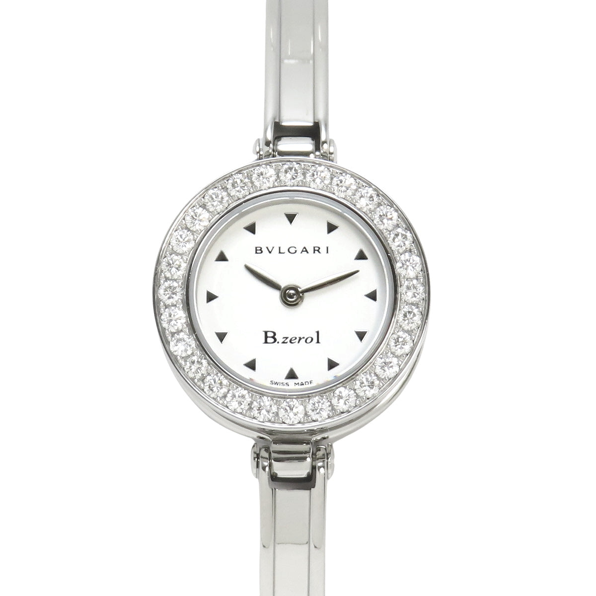 B.zero1 BZ22S Stainless Steel Quartz Diamond Bezel White Silver