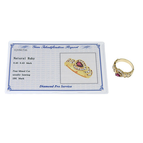 18K 黄金 (YG) 红宝石和钻石戒指 R0.45/D0.43