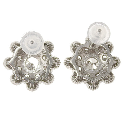 Flower motif diamond earrings D0.20,0.41/D0.21,0.41 Pt950 platinum