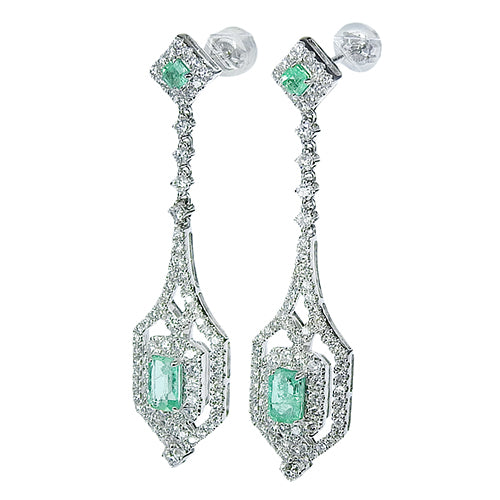 Emerald and Diamond Earrings E0.55,D0.75/E0.55,D0.75 K18 White Gold WG