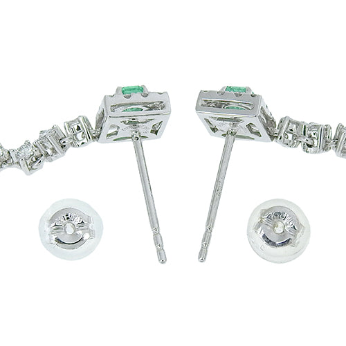 Emerald and Diamond Earrings E0.55,D0.75/E0.55,D0.75 K18 White Gold WG