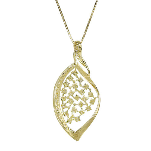 Diamond Leaf Motif Necklace D0.70 K18 Yellow Gold YG