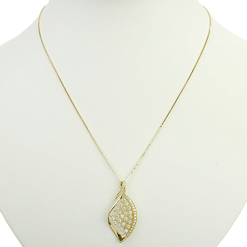 Diamond Leaf Motif Necklace D0.70 K18 Yellow Gold YG