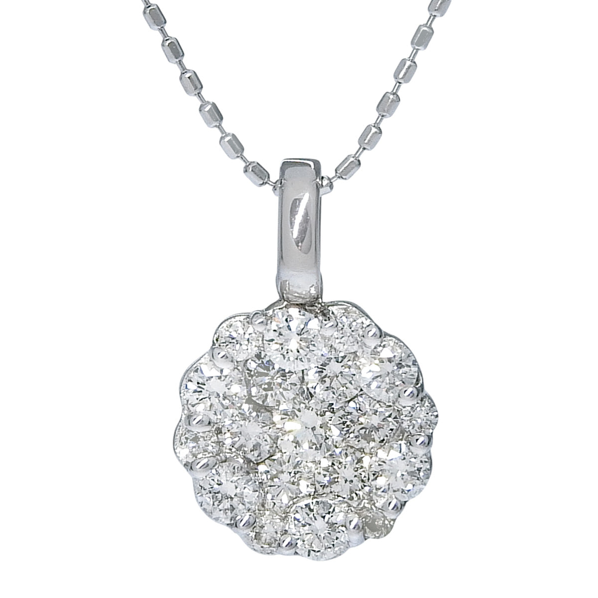 フラワーモチーフ ダイヤ ネックレス 0.67 K18 ホワイトゴールド WG