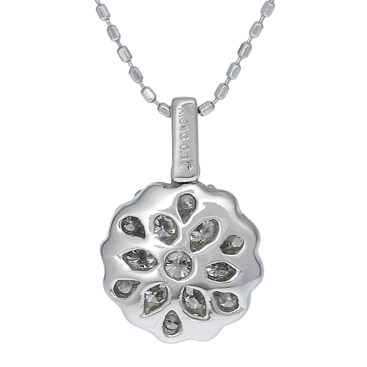 フラワーモチーフ ダイヤ ネックレス 0.67 K18 ホワイトゴールド WG