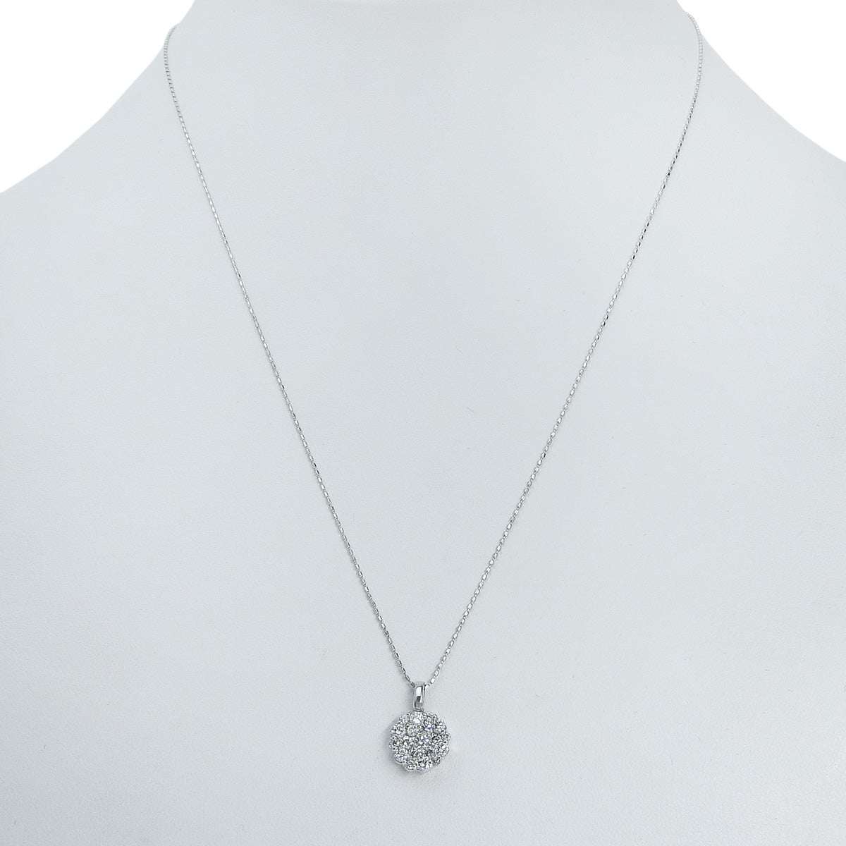 フラワーモチーフ ダイヤ ネックレス 0.67 K18 ホワイトゴールド WG