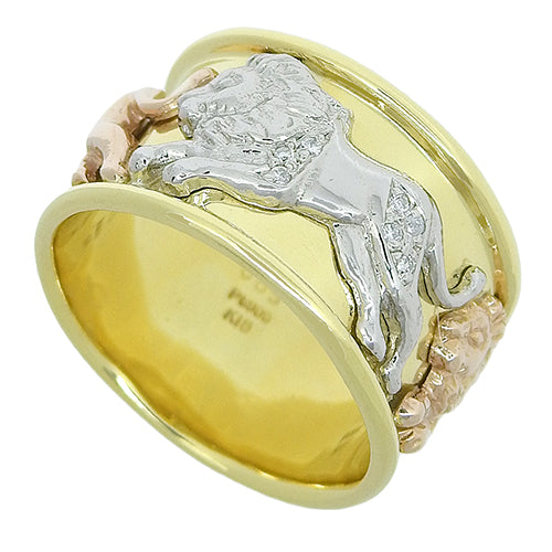 Lion Diamond Ring D0.03 Pt900 Platinum K18 Yellow Gold YG