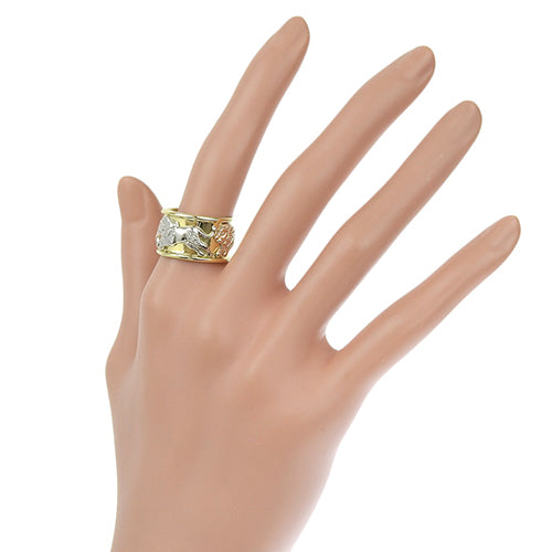 Lion Diamond Ring D0.03 Pt900 Platinum K18 Yellow Gold YG