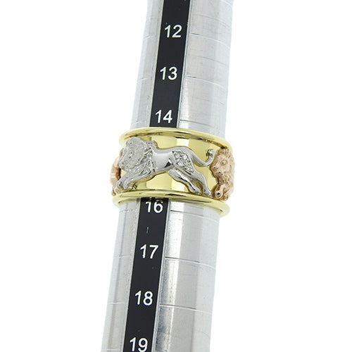 狮子钻石戒指 D0.03 Pt900 铂金 K18 黄金 YG