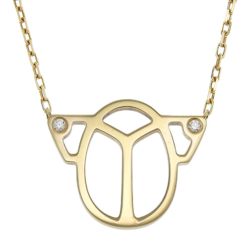 Scarab Necklace with Diamonds and 18K Yellow Gold (YG, 2PD)