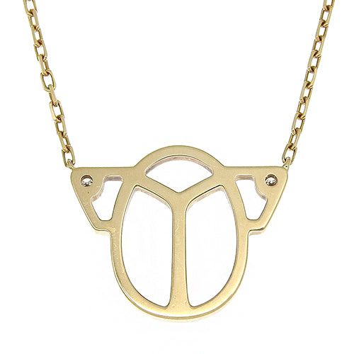 Scarab Necklace with Diamonds and 18K Yellow Gold (YG, 2PD)