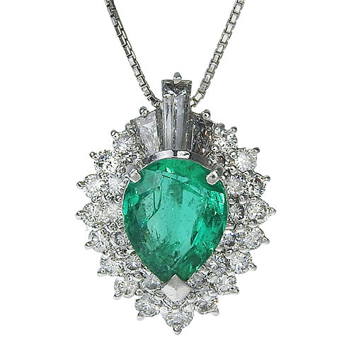 Emerald and diamond necklace, E1.43/D0.447/D0.65, Pt900 platinum, Pt850 platinum