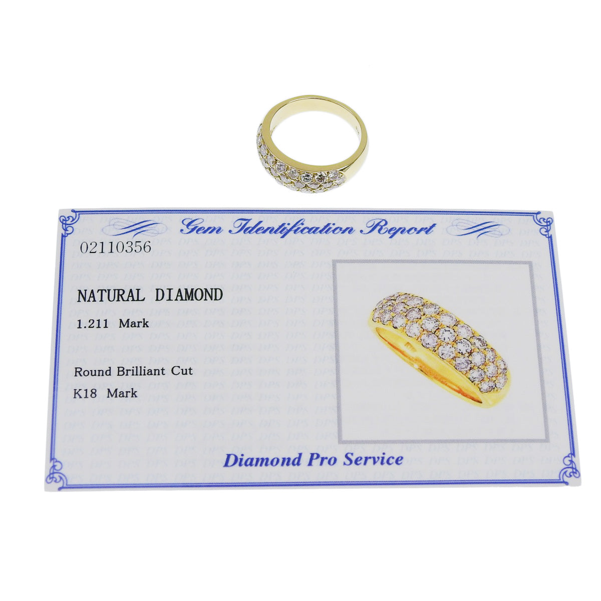 钻石半永恒戒指 D1.211 K18 黄金 YG