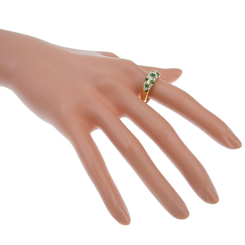 Pave Diamond and Emerald Ring D0.96/E0.415 in 18K Yellow Gold