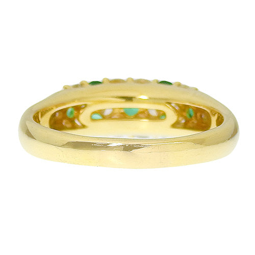 Pave Diamond and Emerald Ring D0.96/E0.415 in 18K Yellow Gold