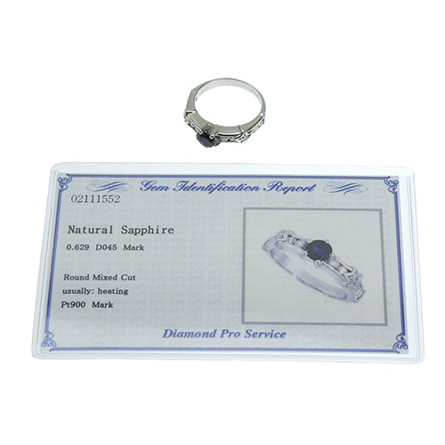 蓝宝石和钻石星形戒指 S0.629/D0.45 Pt900 铂金