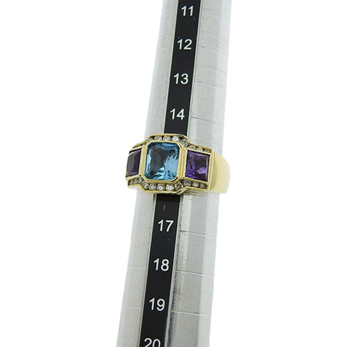 黄玉和钻石戒指 D0.39 K18 黄金 YG