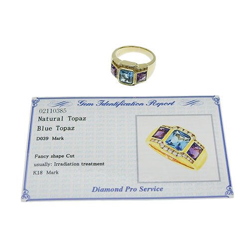 黄玉和钻石戒指 D0.39 K18 黄金 YG