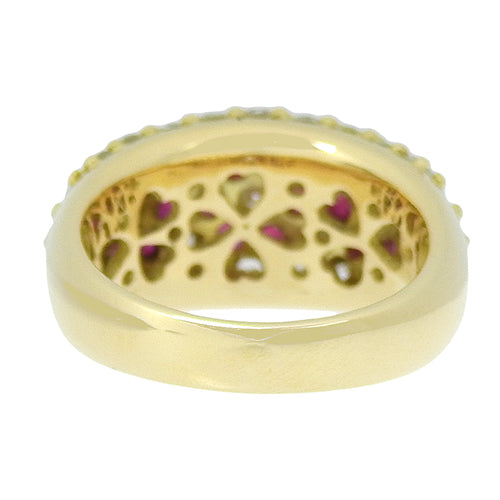 パヴェ ルビー ダイヤモンド リング R1.38/D1.50 K18 イエローゴールド YG