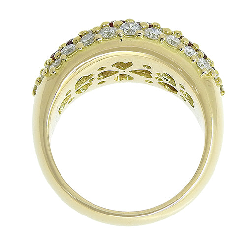 密镶红宝石和钻石戒指 R1.38/D1.50 K18 黄金 YG