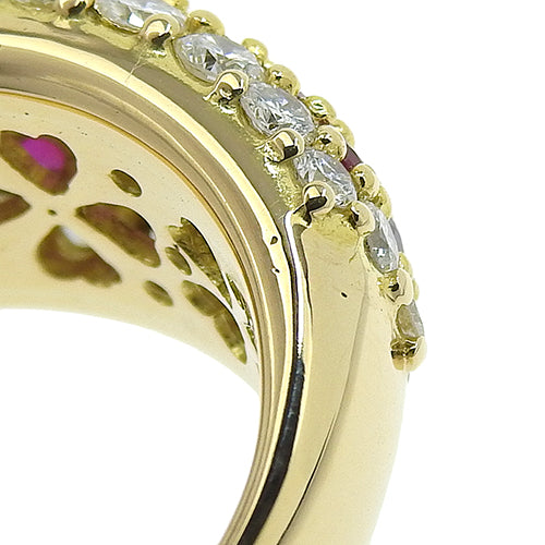 パヴェ ルビー ダイヤモンド リング R1.38/D1.50 K18 イエローゴールド YG