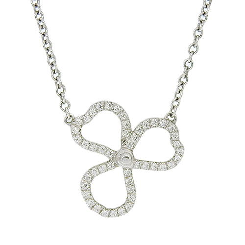 Open flower necklace with diamonds in Pt950 platinum and paved diamonds