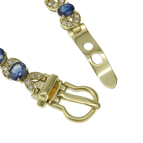 蓝宝石钻石手链，尺寸 9.74/直径 1.00 毫米，18K 黄金 (YG)