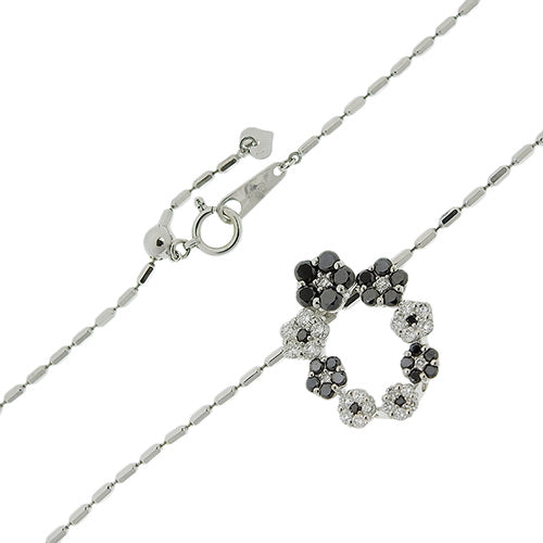 Diamond Flower Circle Necklace BLD0.67/D0.43 K18 White Gold WG