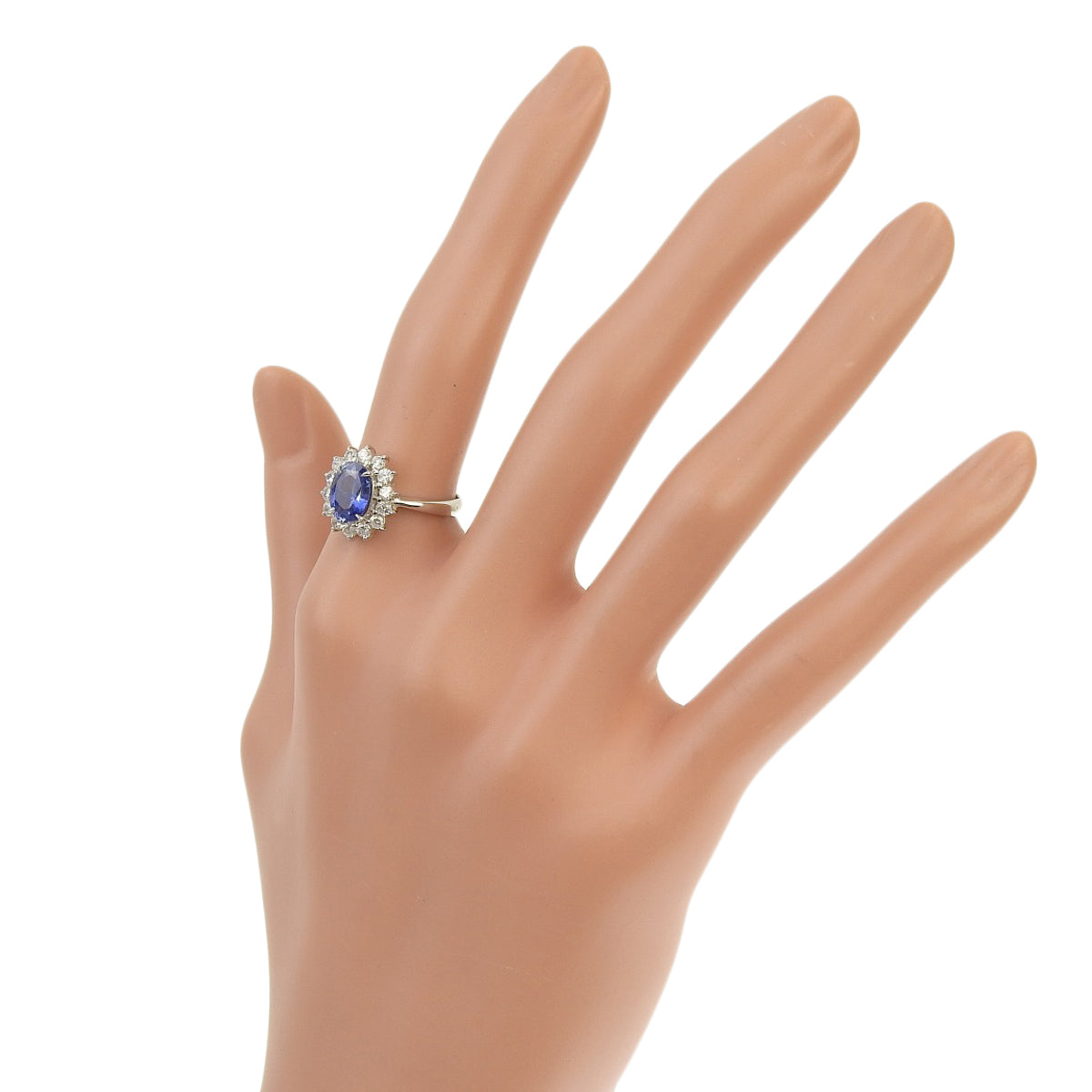 Sapphire and diamond ring, size S1.61/D0.43, Pt900 platinum