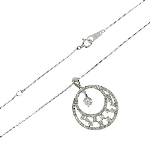 スイング ダイヤモンド ネックレス D0.336,0.33 ホワイトゴールド K18WG 4.5g