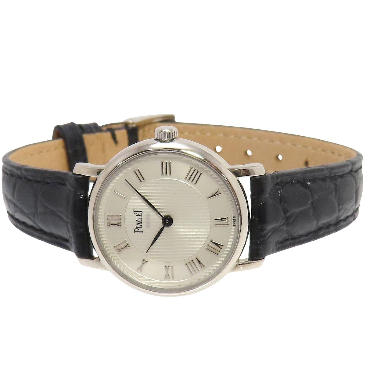 Tradition 125th Anniversary Model 80005 White Gold/Leather Quartz Women's