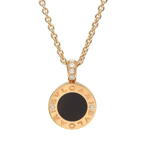 BVLGARI BVLGARI Necklace in 18K Pink Gold with Mother of Pearl, Onyx and Diamonds