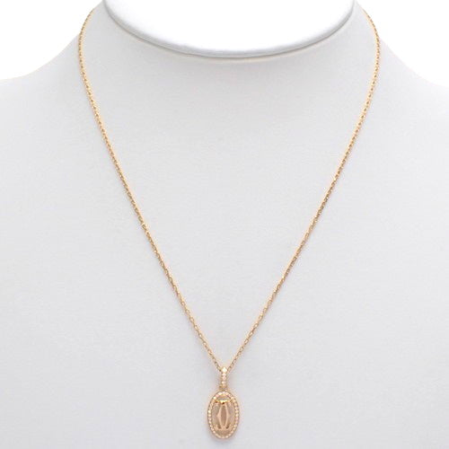 18K 玫瑰金和 PG 钻石双 C 标志项链